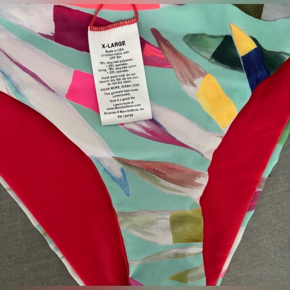 NWT Mara Hoffman Colorful Abstract Bikini with triangle top - Picture 3 of 3